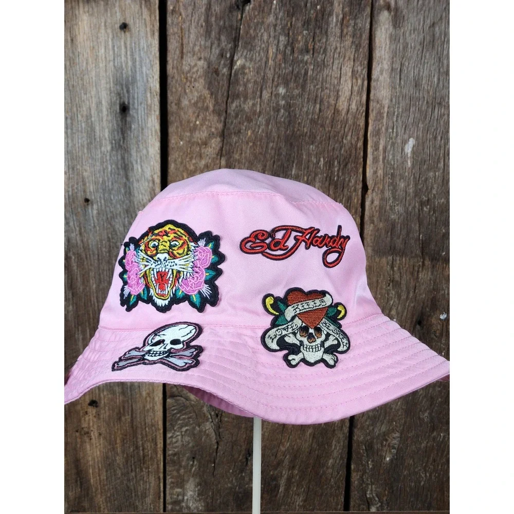 Ed Hardy Bucket Hat Pink Love Kills Slowly Y2K